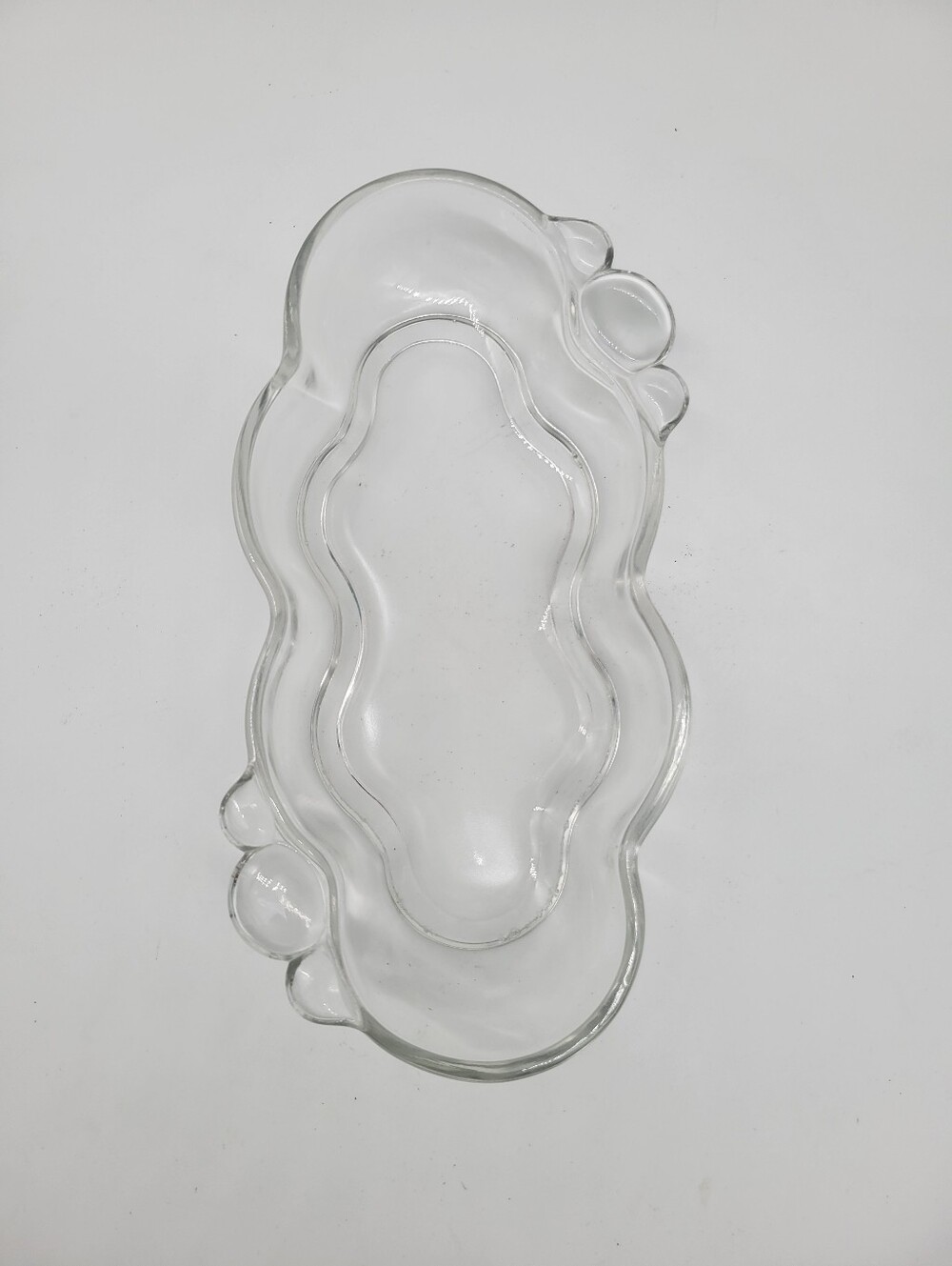 Vintage 1940s Duncan & Miller Canterbury Bubble Handles Crystal Glass Dish Candy